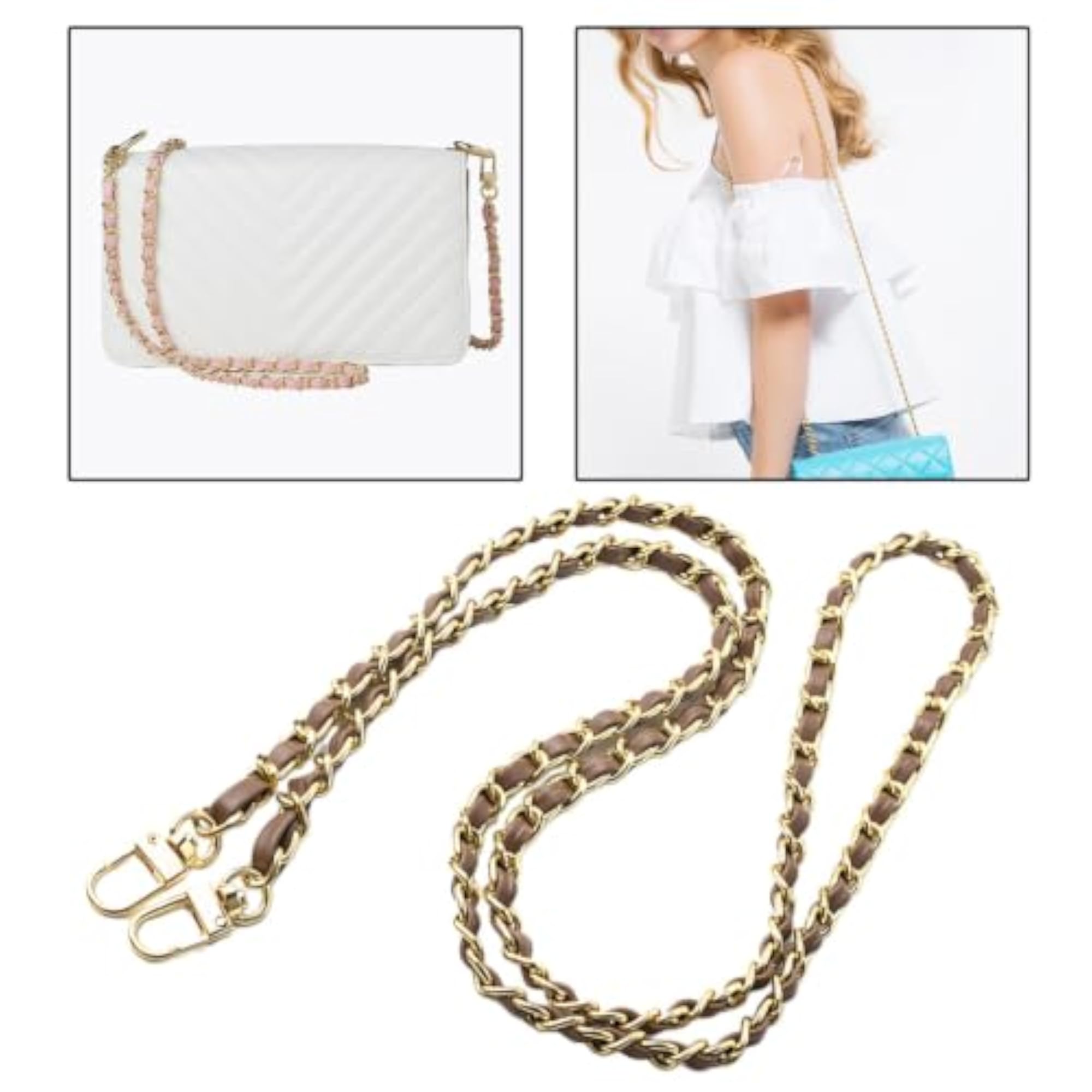 Metal and Leather Purse Chain Strap Shoulder Bag Strap